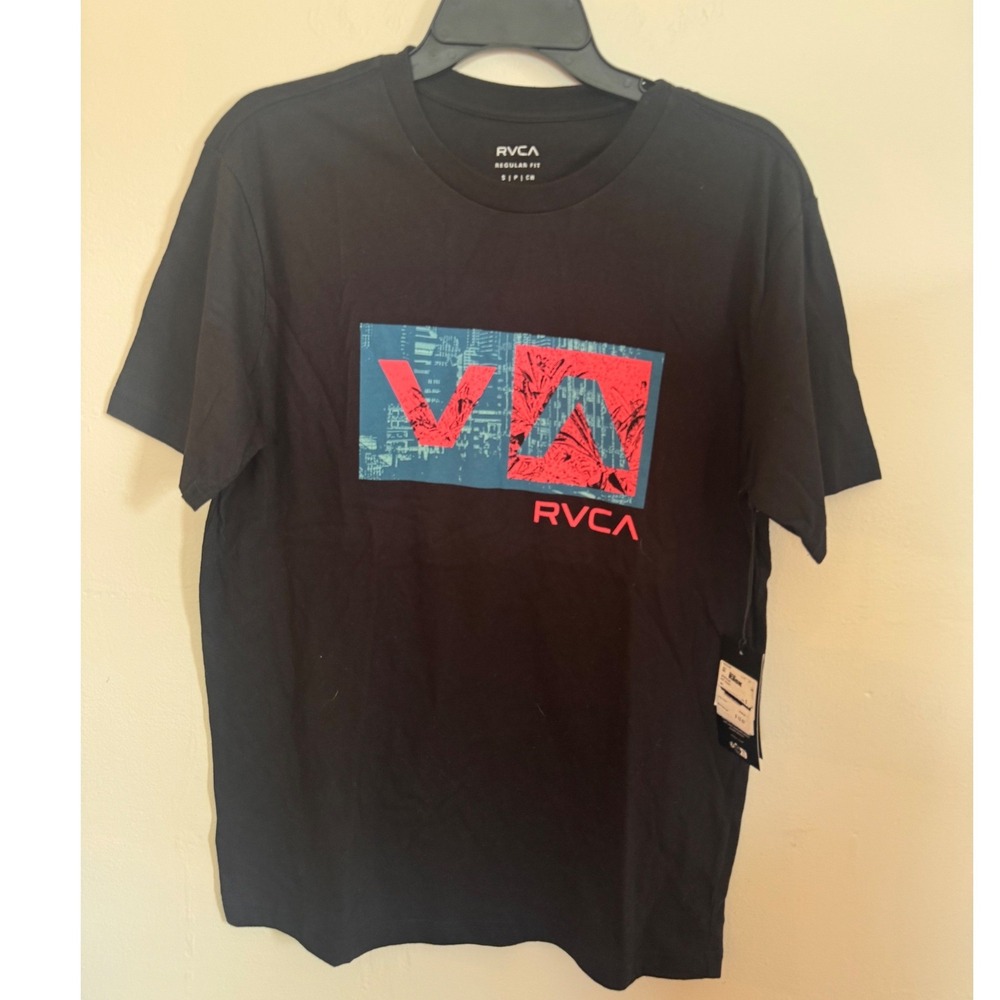 RVCA Mens Graphic T-Shirt Black Regular Fit Cotton Crewneck Small NWT